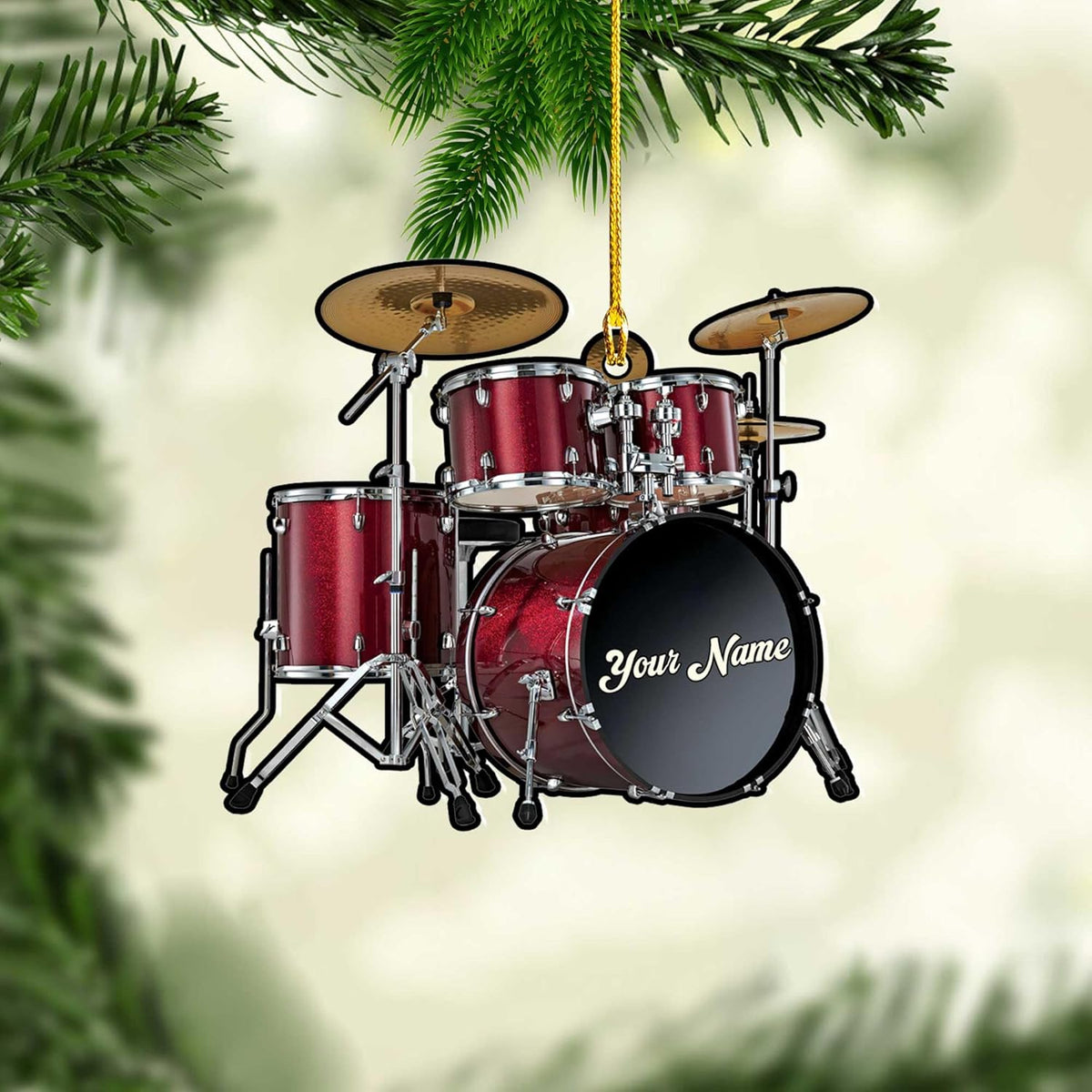 Personalized Drum Set Ornaments for Christmas, Customized Drummer Playing Drum Christmas Ornament 2024, Custom Name Year Drummer Xmas Ornament, Instrument Ornaments, Drum Flat Ornament Xmas (Drum 5)