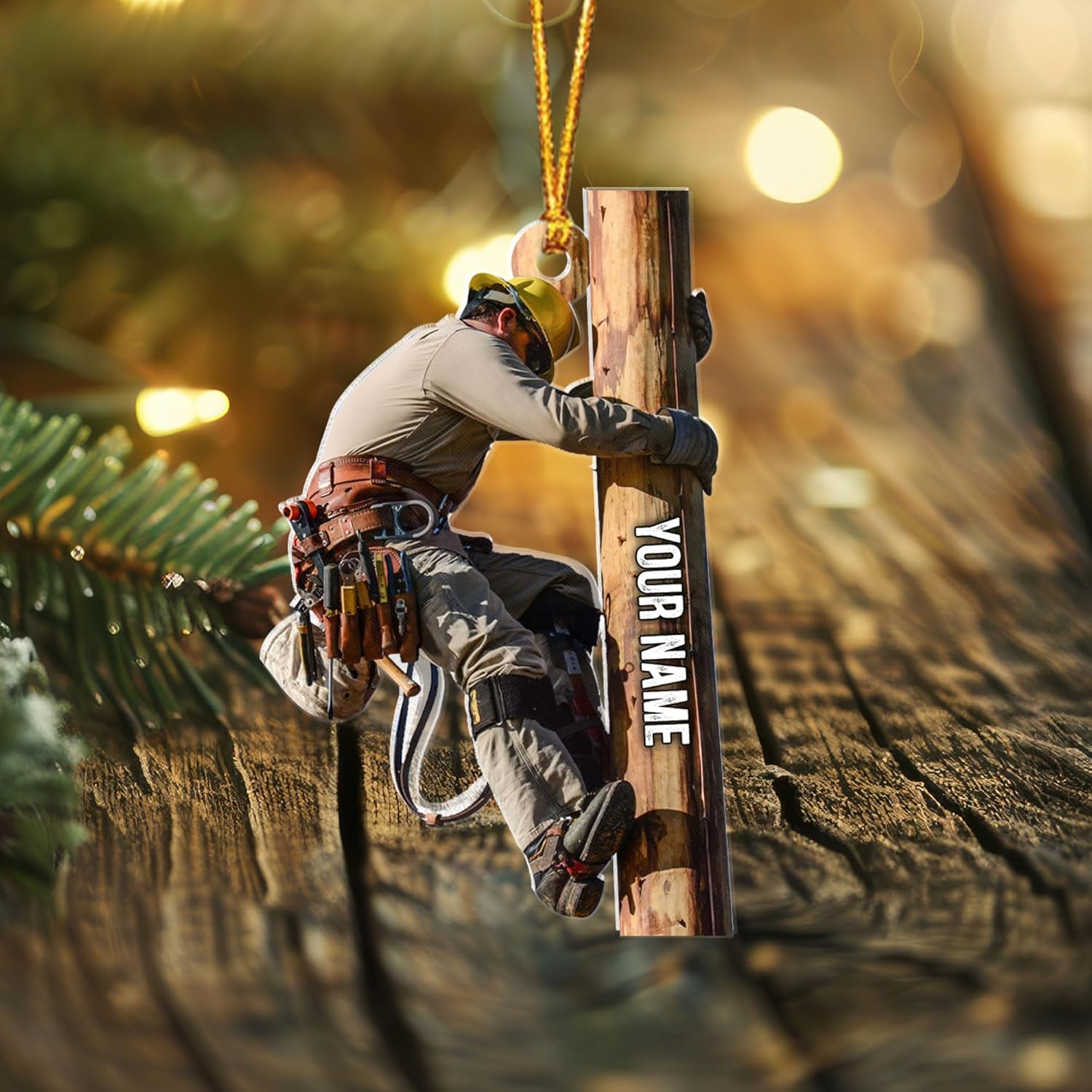 HomeDesign Personalized Lineman Ornament Custom Lineman Ornaments Line Man Christmas Ornaments Gifts for Lineman Ornament Lineman Christmas Hanging Ornament Lineman Gift Xmas Tree (Lm6)