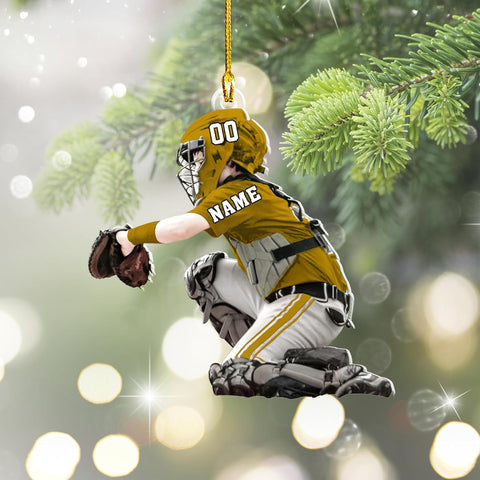 Artparel Personalized Baseball Ornament Christmas Tree Decoration Custom Baseball Christmas Ornament 2D Shape Flat Baseball Lover Gifts Beginner Baseball Players Ornament Gift (BB54)