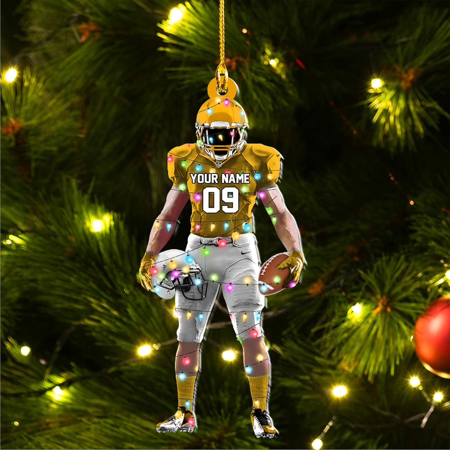Artparel Personalized Football Ornament Customized Football Christmas Ornaments Football Ornament Christmas Hanging D��cor Gift for Football Fans Football Gifts Gift for Football Player (FB 6)