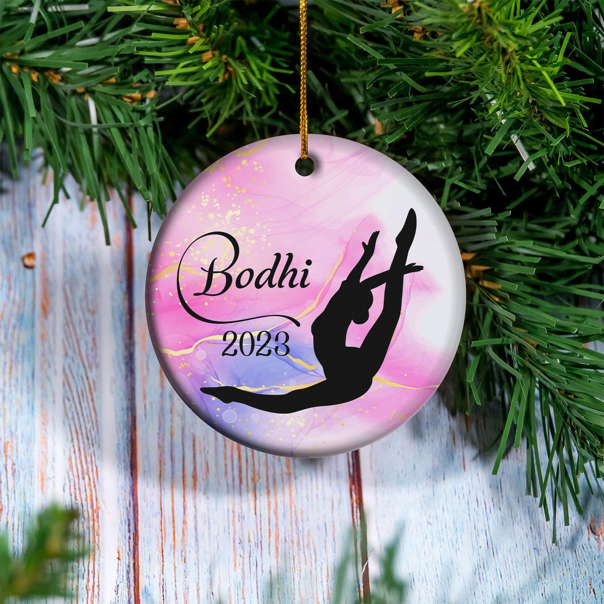 Suseaz Personalized Gymnastics Christmas Ornament Gift for Gymnasts, Kickfit Gifts, Gym Gifts, Custom Name and Cor Outfit, for Gym Lovers (GNT9)