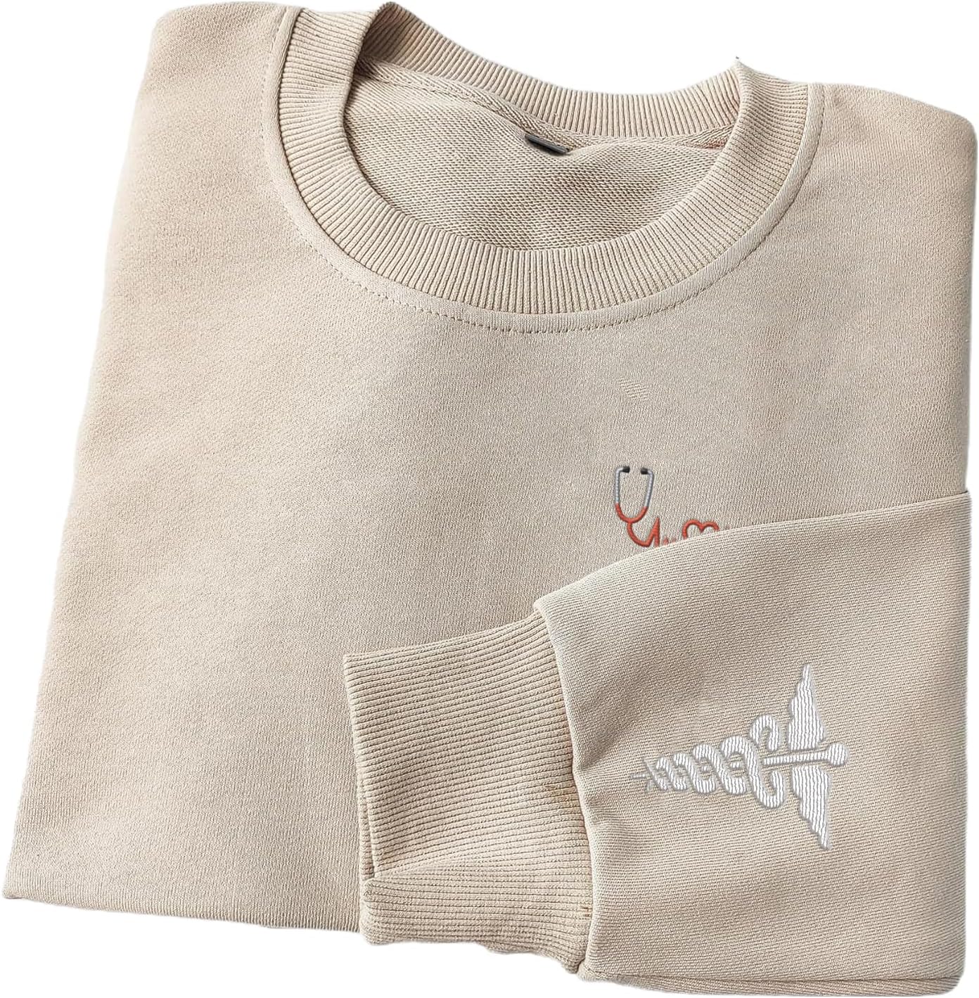 Personalized Embroidered Nurse Crewneck Sweatshirts for Women, Emergency Nurse Registered Nurse Sweatshirt (Cotton, SS72), Small-5X-Large