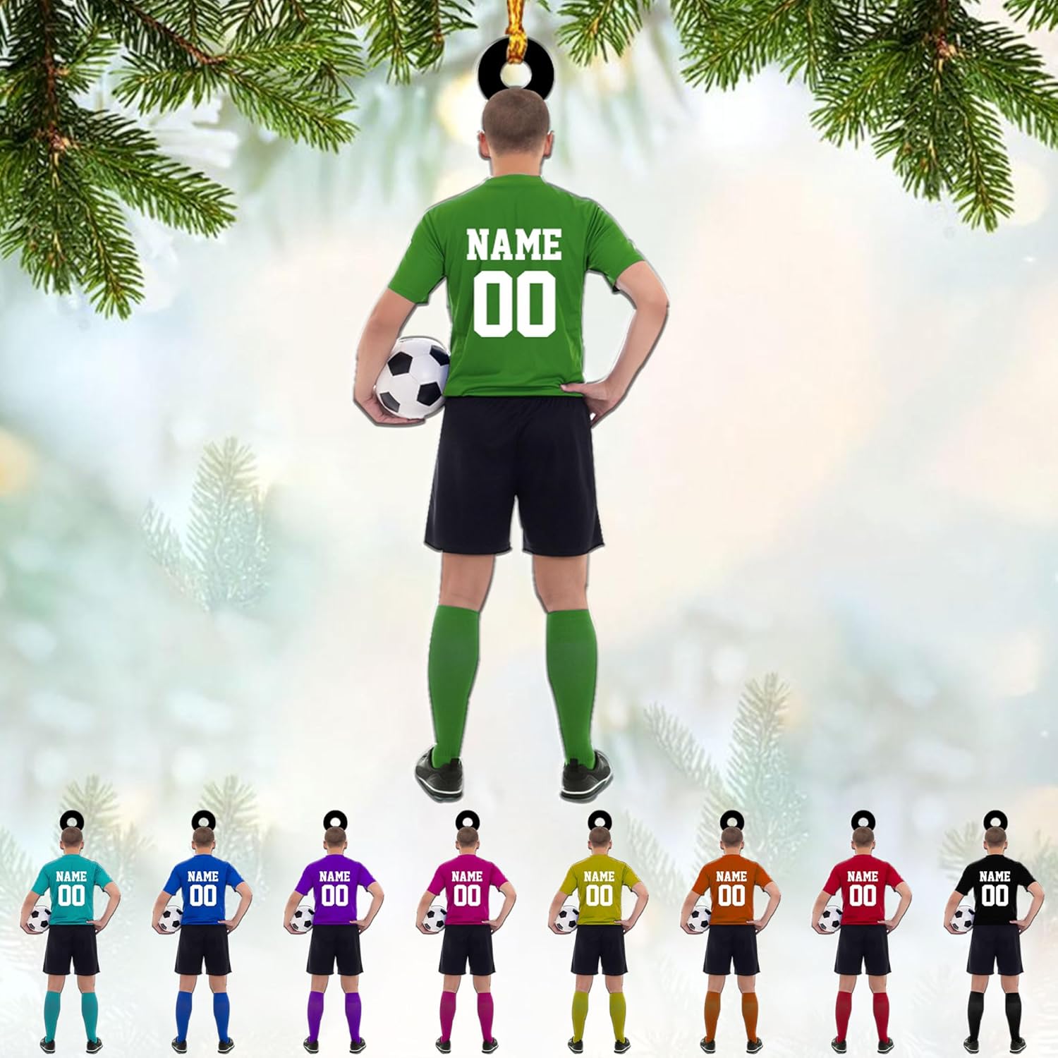 mostprints Personalized Soccer Christmas Ornament, Soccer Ornament for Boys, Soccer Team Ornaments, Gifts for The Soccer Player, Soccer Player Ornament, Soccer Gift Tree Hanging (SC15)