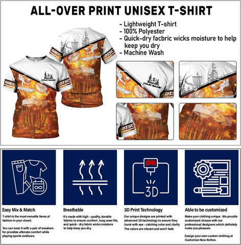 Personalized Disc Golf T-Shirt 3D All Over Printing S-5XL, Disc Golf Shirts for Men, Mens Disc Golf Tee Shirt