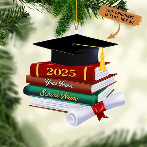 Ligthuy Personalized Graduation Ornament, Graduation Ornaments Class of 2024 2025, College Master Senior Year Christmas Ornament 2024 2025, Pine Hanging Decoration for Xmas (Graduation 7)