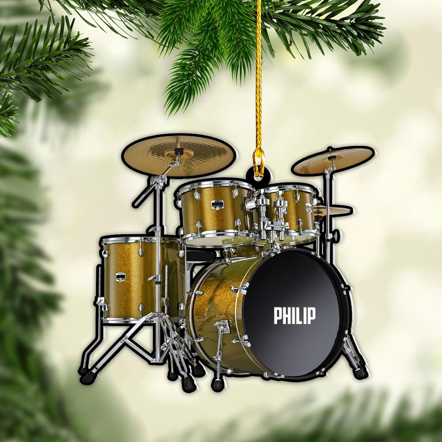 Parvii Personalized Drum Acrylic Ornament, Drum Christmas Ornament, Drums Ornament, Drum Ornaments for Christmas Tree, Gift for Drummer, Drum Players, Christmas Decorations Ornaments (Drum 1)