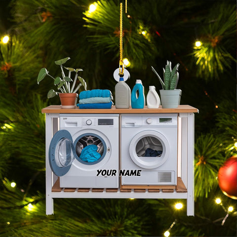 Personalized Washing Machine Christmas Ornament,Home Appliance Consumer Electronics Christmas Ornament, Clothes Washer Christmas Tree Decor, Washing Machines Ornament (Acrylic, Style 4)