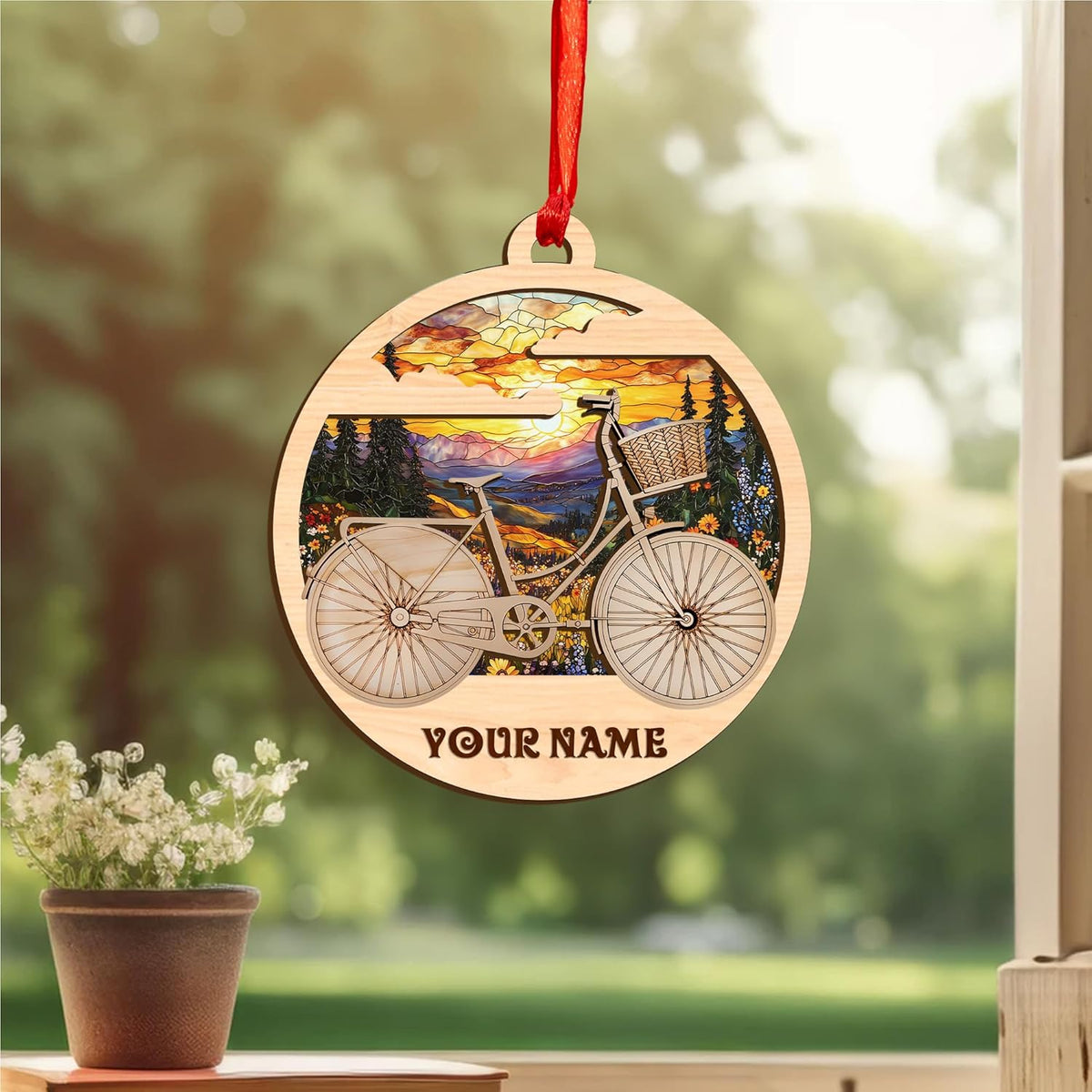 Personalized Bicycle Christmas Ornaments 2023, Cycling Suncatcher Wooden Ornament Mountain Bikes Ornament Racing Bicycle for Christmas 2023, Cycling Biking Bicycle Ornament (Bicycle 11)