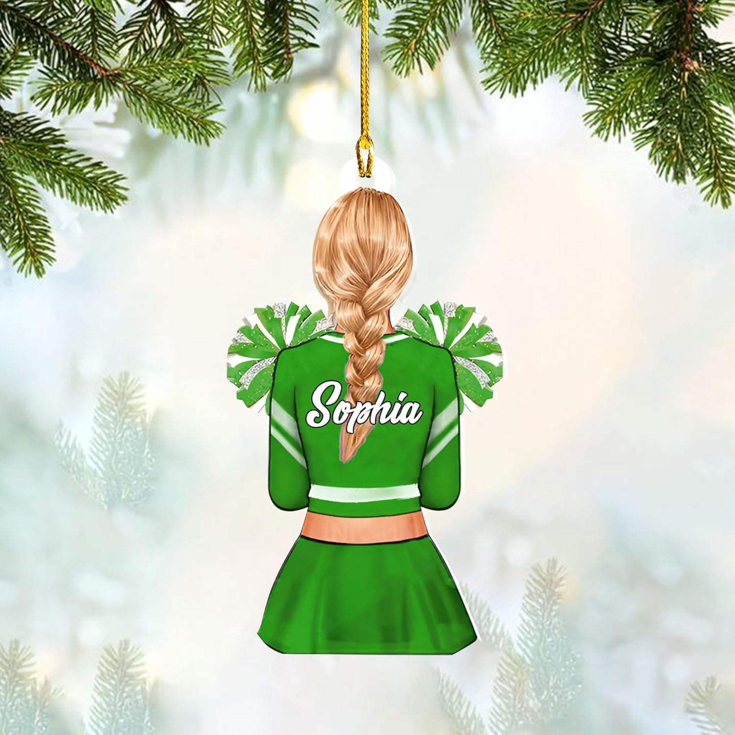 RoyalBro Personalized Cheerleader Christmas Ornament 2023, Cheer Girl Dancer with Pompom, Cheerleading Lovers Ornaments Cheerleading Ornament Gift Cheer Cheerleader Ornaments Xmas (C17)