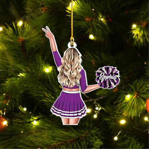 RoyalBro Personalized Cheerleader Christmas Ornament 2023, Cheer Girl Dancer with Pompom, Cheerleading Lovers Ornaments Cheerleading Ornament Gift Cheer Cheerleader Ornaments Xmas (C16)