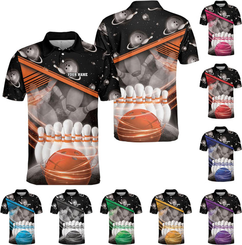 Custom Bowling Polo Shirt Personalized 3D Team Name Bowling Shirts for Men Women Jersey Unisex Bowler Short Sleeve Gift Tee