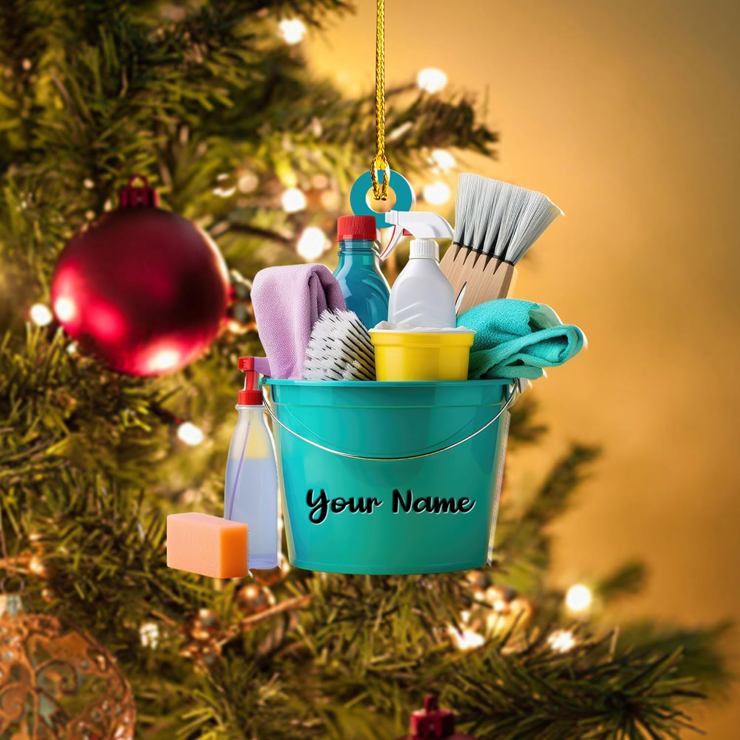 Intenprints Personalized Housekeeping Christmas Ornament, Housekeeping Keepsake, Janitor Cleaning Lady Ornament,Cleaning Service Christmas Ornament, Housekeeper Ornament (Style 1)