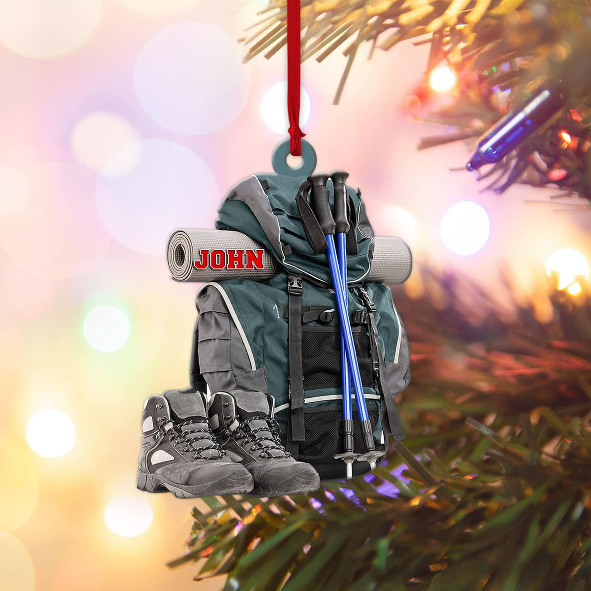Artparel Personalized Hiking Bag Ornaments Hiking Bag Christmas Ornament Hiking Lover Christmas Camping Christmas Camping Gift Camping Hiking Camping Flat Ornaments