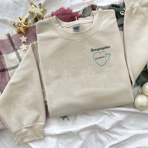 Custom Sonographer Embroidered Sweatshirt Ultrasound Tech Gifts For Women Sonography Technician Graduation Gift Sonographers