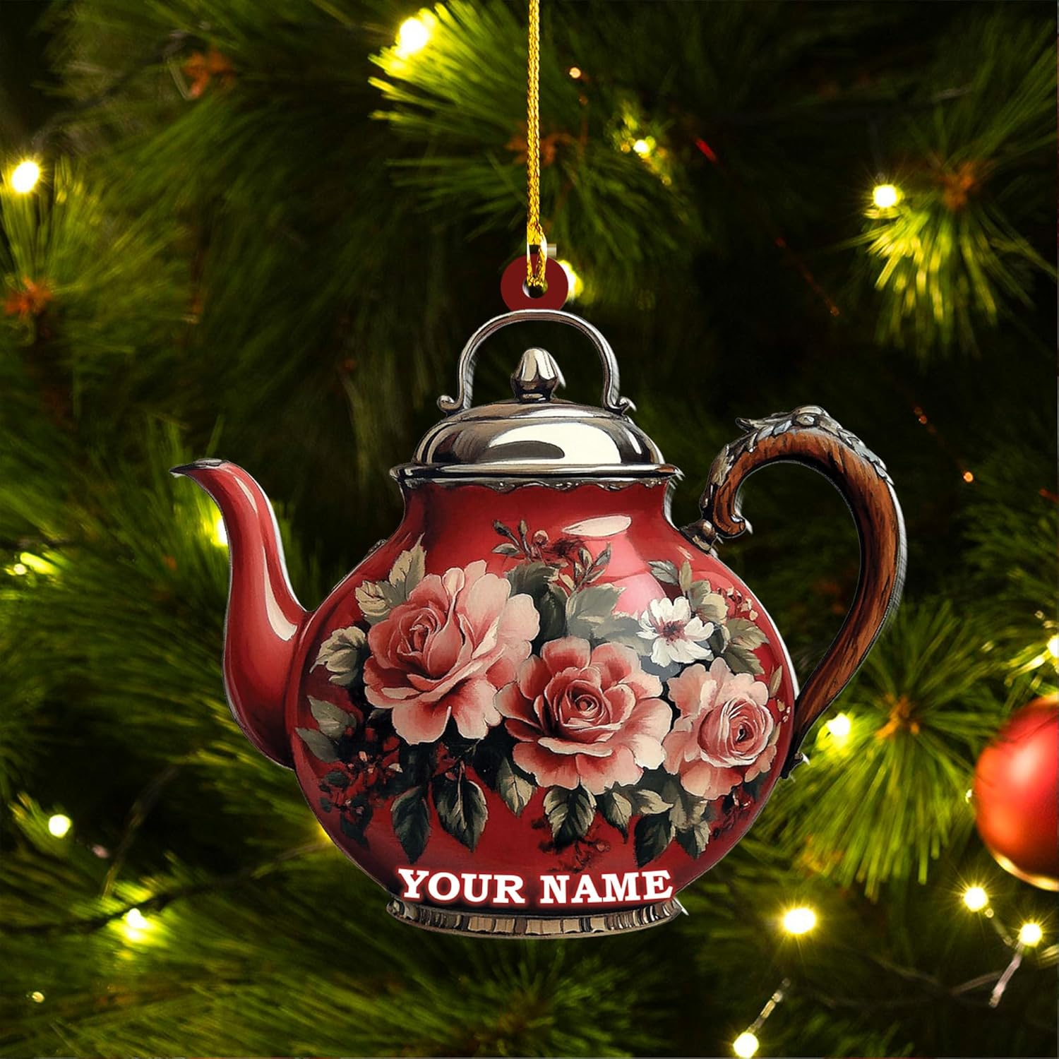 Personalized Cookware Silver Kettlea Ornament, Kitchen Aid Teapot Kettle Kitchen Stove Glass Xmas Decor, Cooking Tea Kettle Ornament (Acrylic, Style 10)