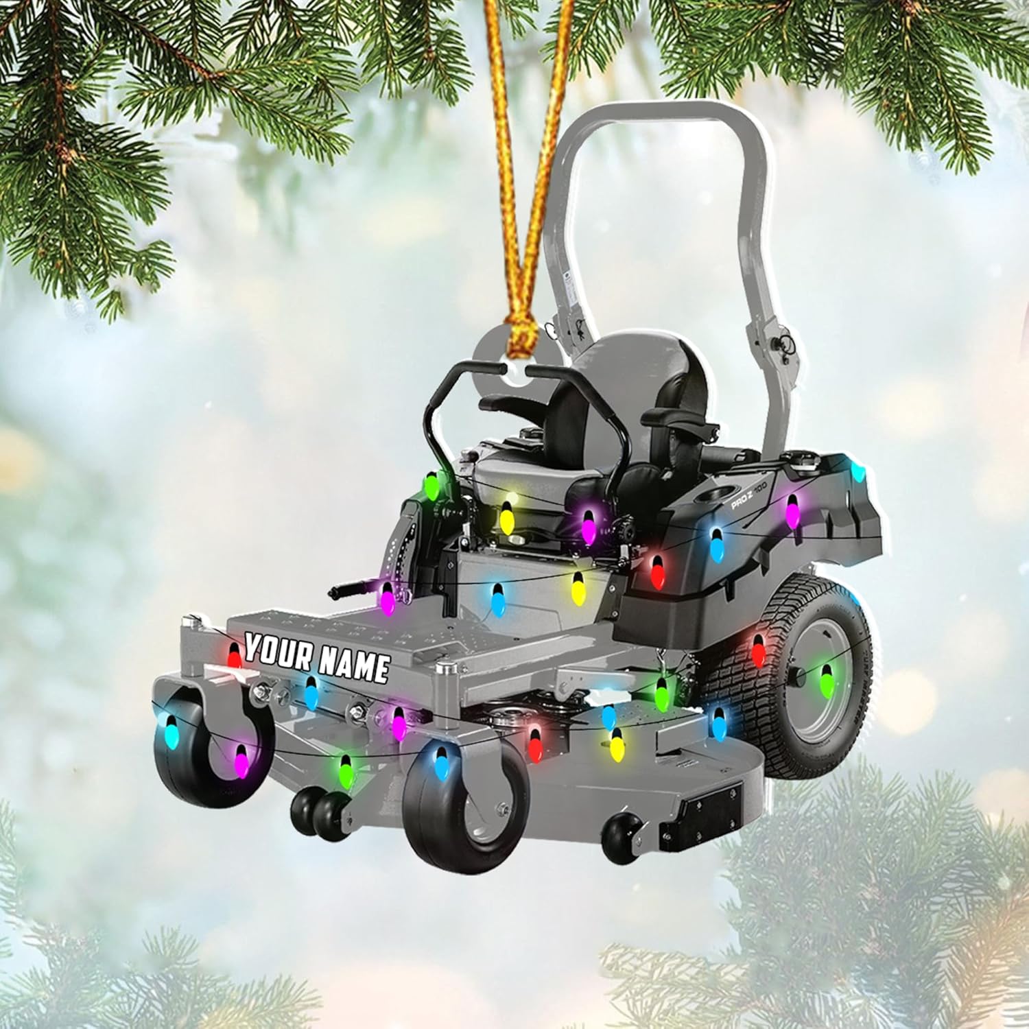 Artparel Custom Lawn Mowers Christmas Ornaments 2024 Custom Lawn Mowers Ornaments Farmhouse Lawn Mowers Driver Gifts Riding Mowers with Xmas Light Acrylic Ornament 2024 (LM10)