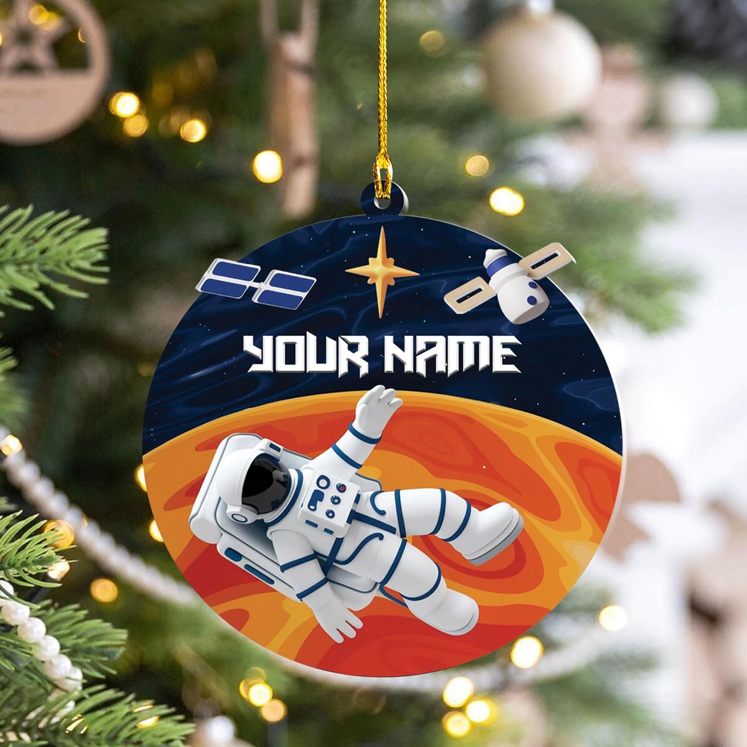 MAPrints Personalized Astronaut Christmas Ornaments 2024, Acrylic Rocket Spaceship Ornament, Astronaut Ornament, Galaxy Space Astronaut Xmas Ornament, Astronaut Resting On Moon Ornament (Astronaut 8)