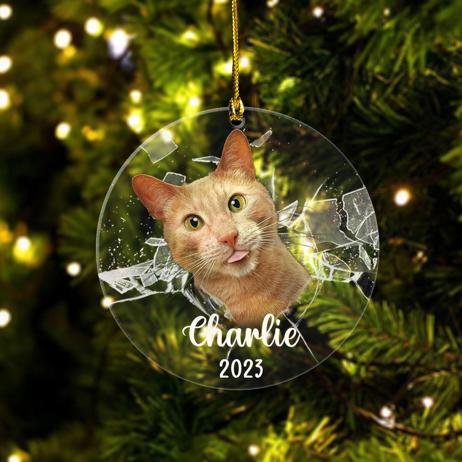 MAPrints Personalized Cat Christmas Ornaments, Cat First Christmas Wood Ornaments, Gifts for Cat Lovers, Cat Memorial Ornament, Forever Loved Cat Keepsake, Cat Loss Gifts (CAT 23)