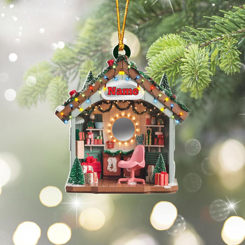 Personalized Hair Salon 2D Flat Acrylic Ornament, Hair Salon Christmas Decor, Hairstylist Christmas Ornament, Hairdresser Gift Beautician for Hair Stylist Hairdresser Christmas (1, HSL2)