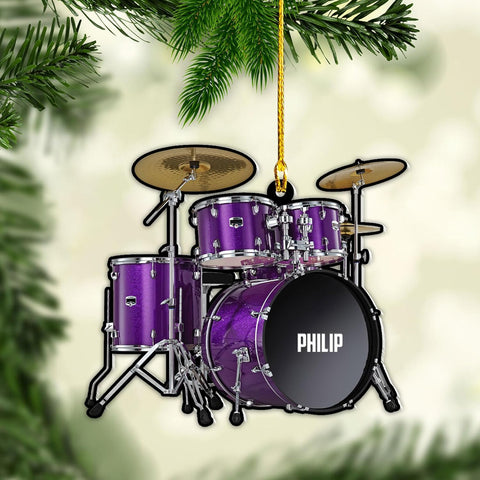 Parvii Personalized Drum Acrylic Ornament, Drum Christmas Ornament, Drums Ornament, Drum Ornaments for Christmas Tree, Gift for Drummer, Drum Players, Christmas Decorations Ornaments (Drum 1)