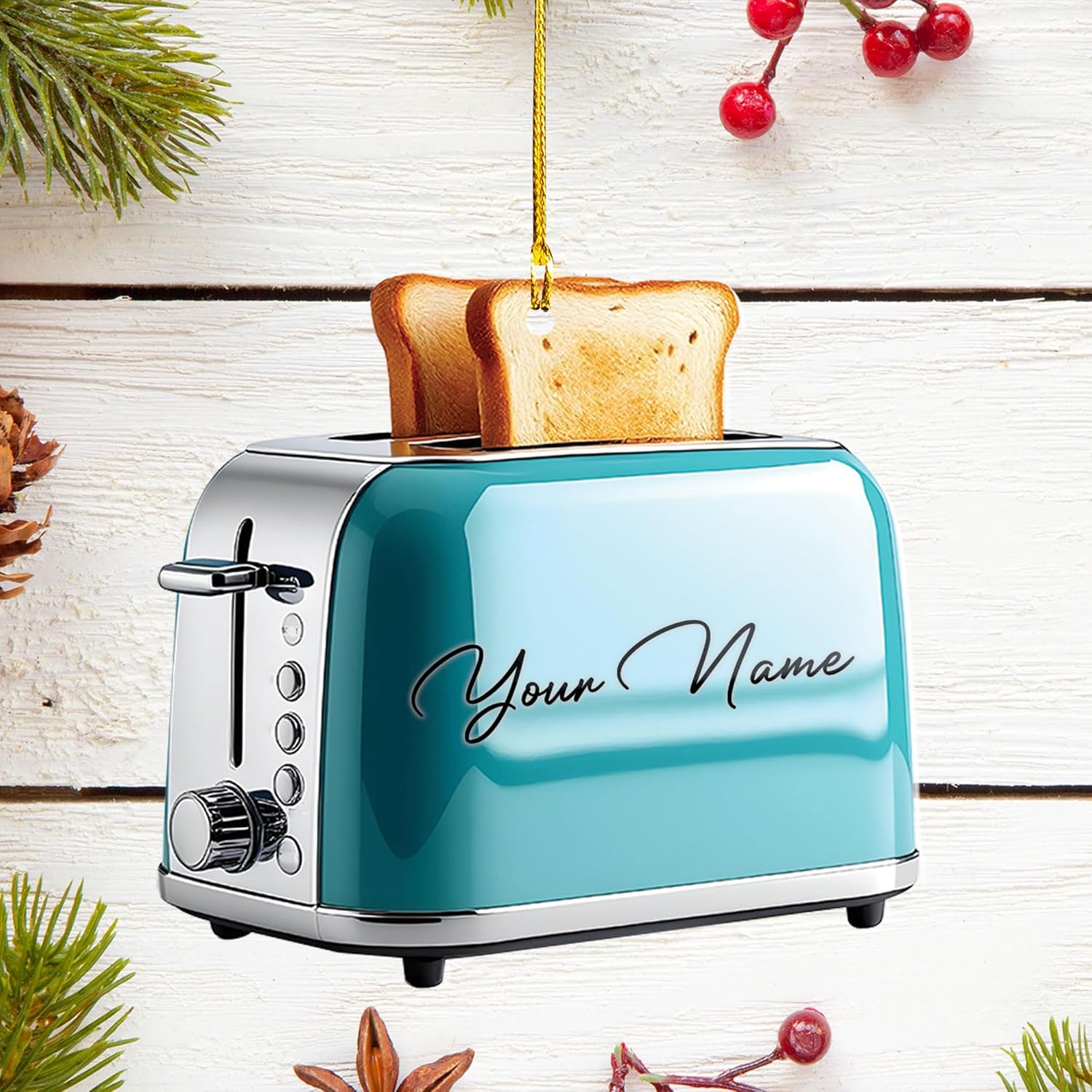Personalized Toaster Christmas Ornament, Christmas Tree Decor, Loved Kitchen Toaster Ornament, Christmas Hanging Ornament Gift (Acrylic, Style 4)