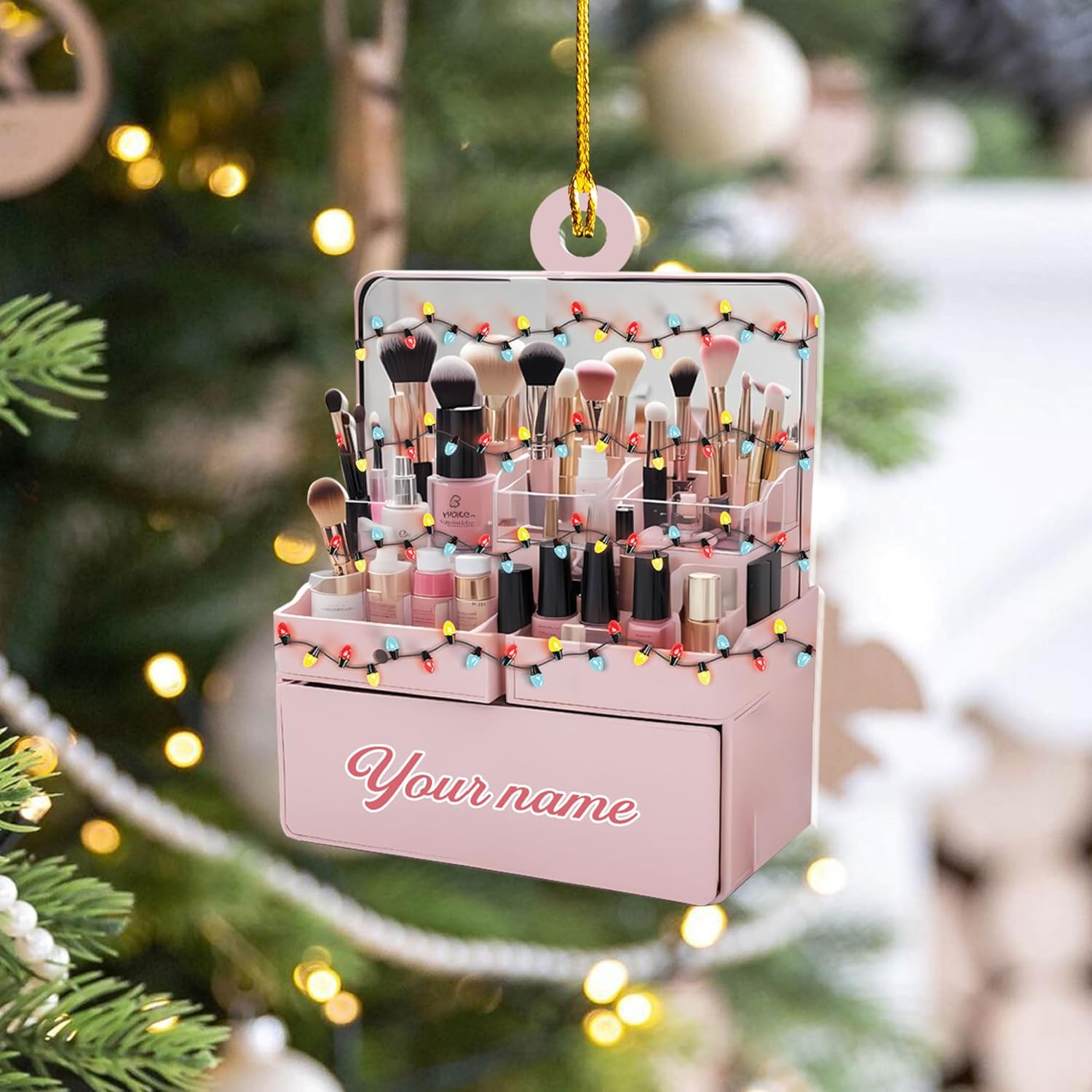 Mostefy Personalized Make Up Ornament 2024, Makeup Tool Ornaments for Christmas, Skin Care Ornament, Makeup Christmas Ornament 2D Flat Ornaments, Make Up Ornament Gift for Xmas (Style 7)