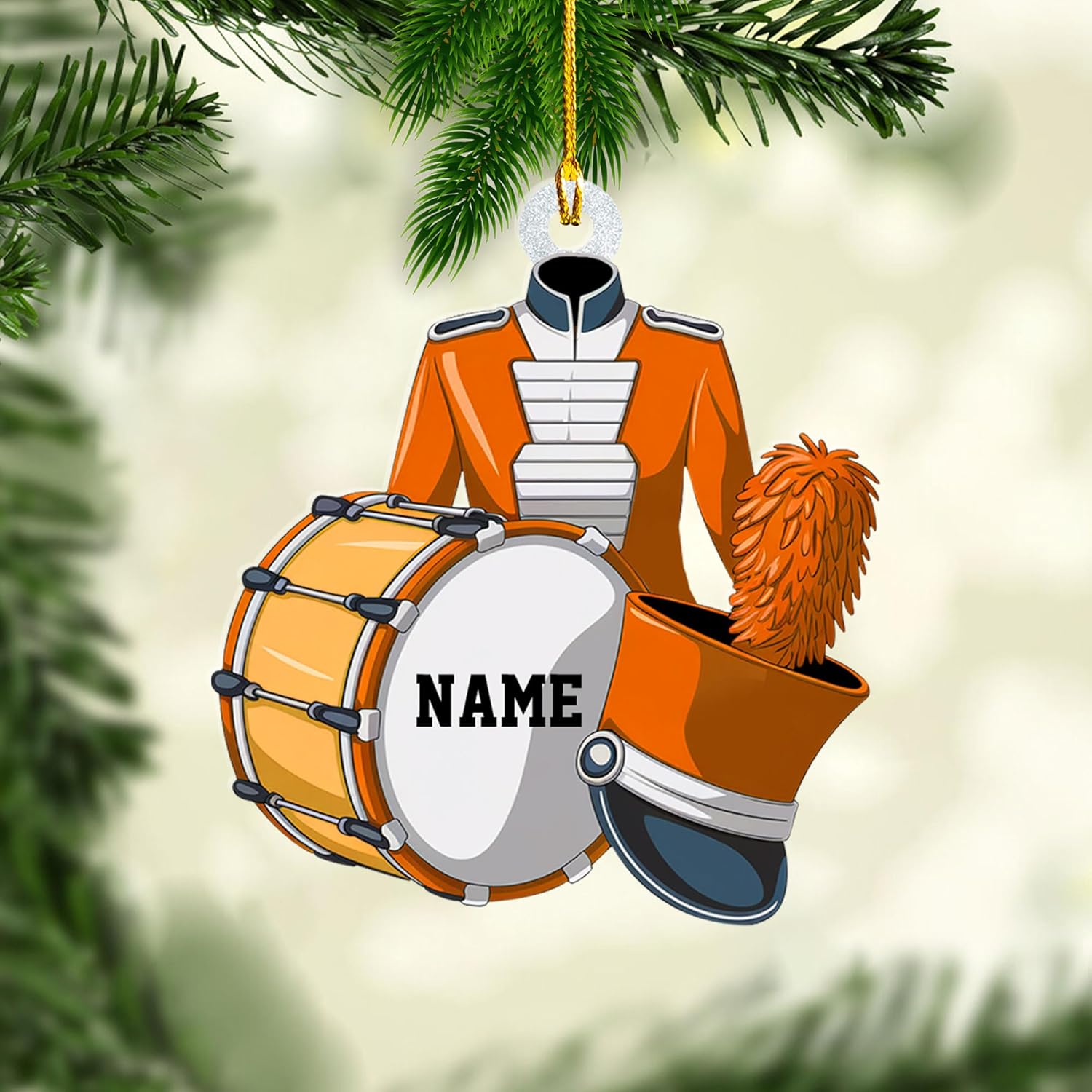 Podagree Personalized Drum Set Ornaments for Christmas, Customized Drummer Playing Drum Christmas Ornament, Custom Name Year Drummer Xmas Ornament, Instrument Ornaments, Drum Ornament Xmas (DRH3)
