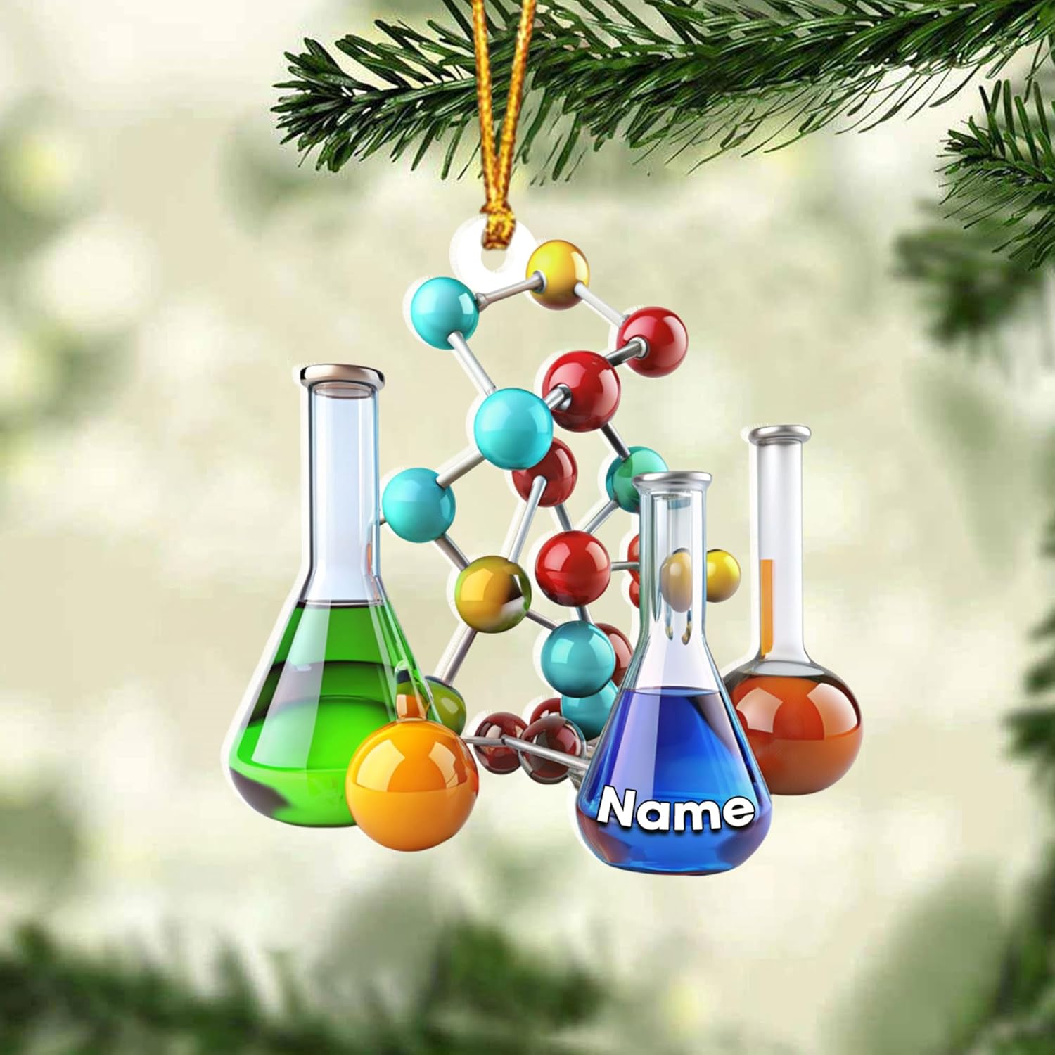 Personalized Chemistry Ornaments for Christmas Tree, Chemistry Christmas Ornament, Science Ornaments, Science Beaker Ornament, Microscope Ornament, Telescope Ornament, Scientist Gift Xmas (C19)