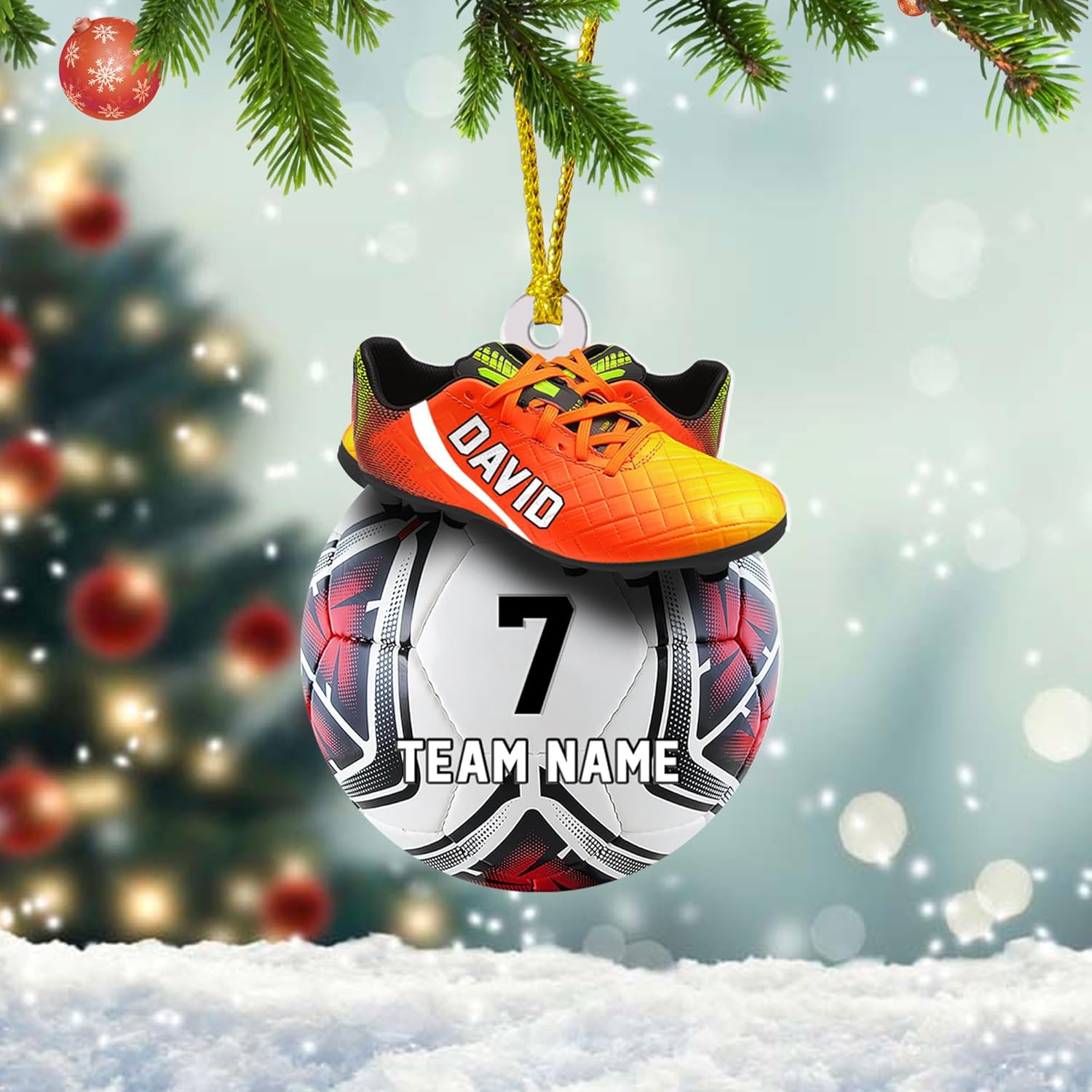 Paniprints Personalized Soccer Ornament 2024, Soccer Christmas Ornament, Ornament Great Gift Idea for Soccer Players and Soccer Lovers Custom Name Number Team Name for Xmas (Style 5)