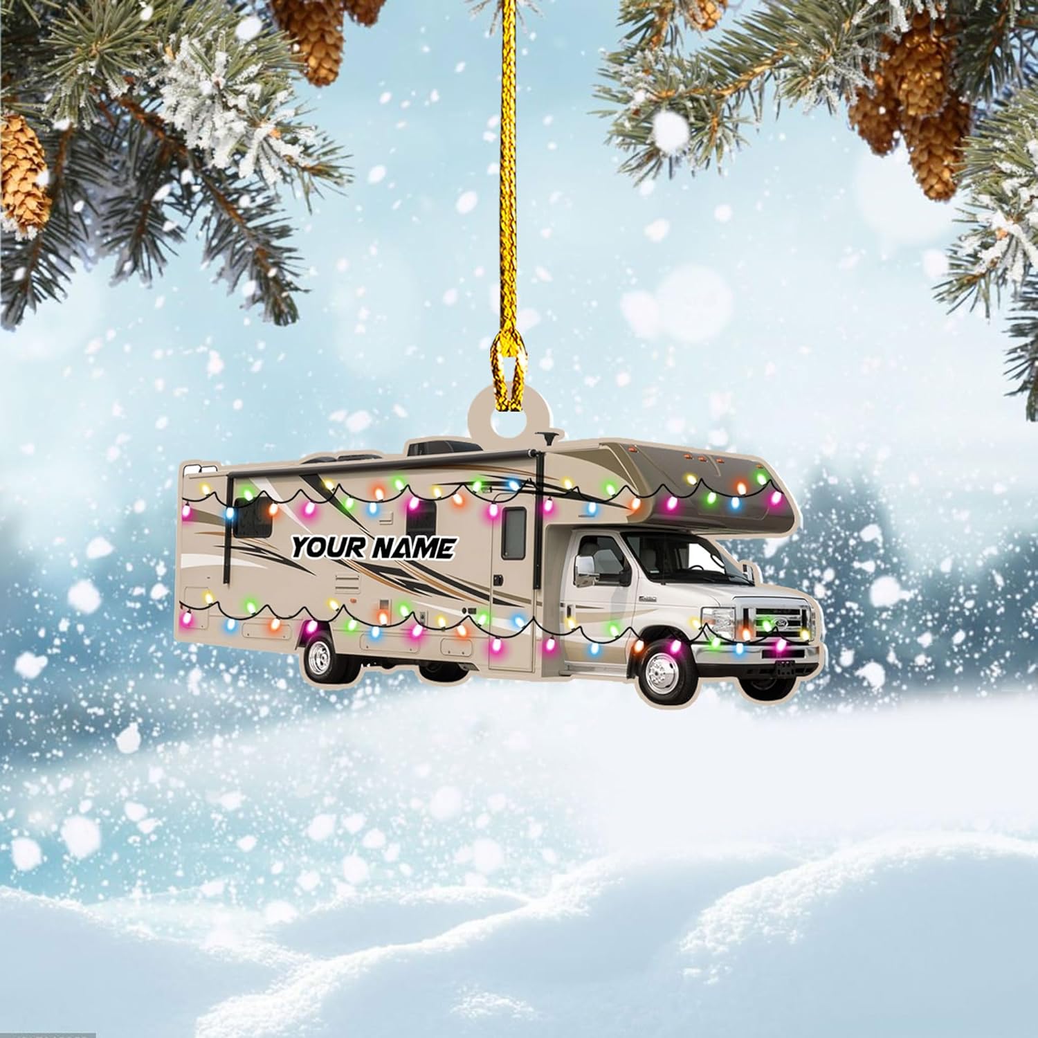Artparel Personalized Camping Ornaments, Camping Christmas Ornaments, Camper Christmas Ornaments, Camping Ornaments for Christmas Tree, Camper Tree Ornament, Camper Gingerbread (CP13)