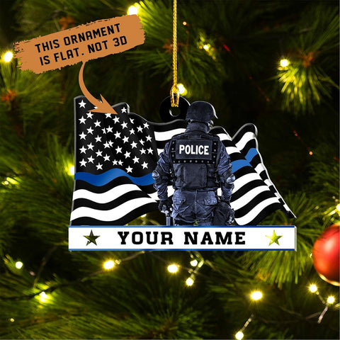 Riveprints Personalized Police Officer Gifts Shape Flat Ornaments, Police Gifts for Dad, Funny Police Gifts Christmas, Xmas Hanging Decoration Gifts for Police, Merry Christmas 2024 (ON307)