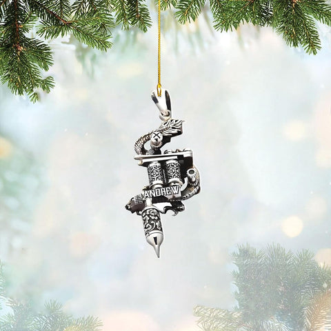 Personalized Tattoo Ornament, Tattoo Artist Christmas Ornaments 2024, Christmas Tattoos for Ornaments Gifts for Tattoo Artists Tattoo Machine Tattoo Shop Tattoo Artist Gifts Tree Decor (Tattoo 9)