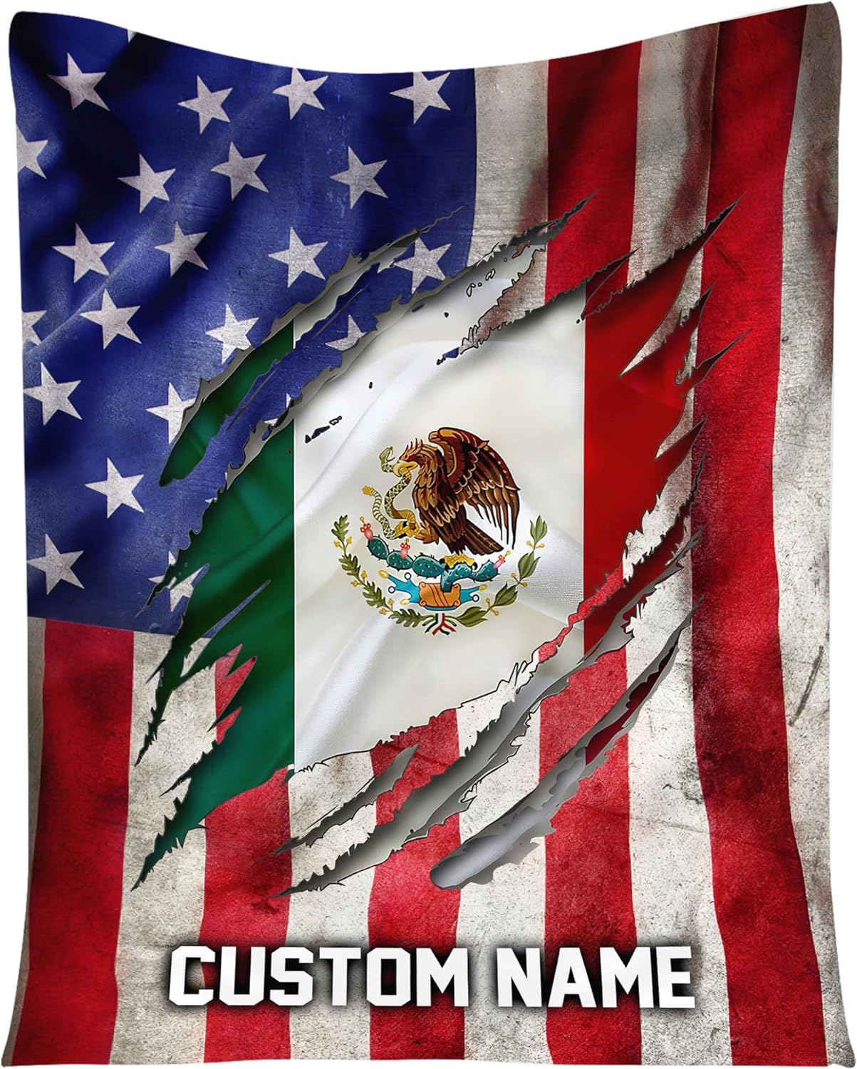 Personalized Name Mexico Blanket for Men and Women, Customized Mexico Blankets, Mexico Flag Mexican Flag Blanket Funny Gift Fuzzy Plush Soft Micro Fleece Sherpa Blanket Bed Throw (BLMX02)