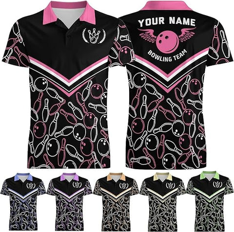 Mostprints Custom Bowling Shirts 3D Polo Shirts Customize Your Name Team Name Personalized Bowling Polo Shirts Jerseys for Men Women