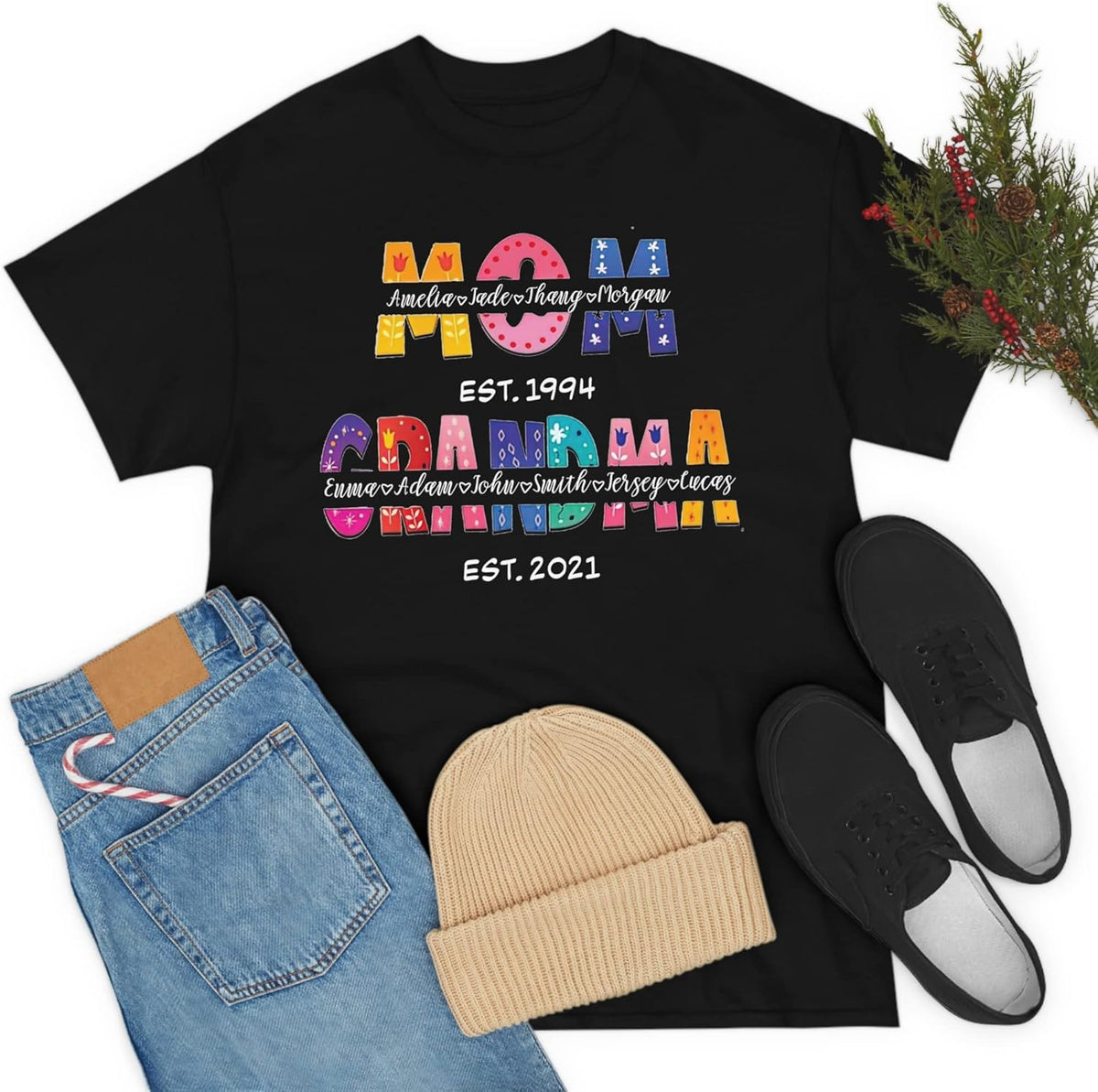Personalized Mother's Day Tee, Mom and Grandma Belong to Kids, Grandkids Names Shirt for Nana Mimi Mom Grandma Mamaw