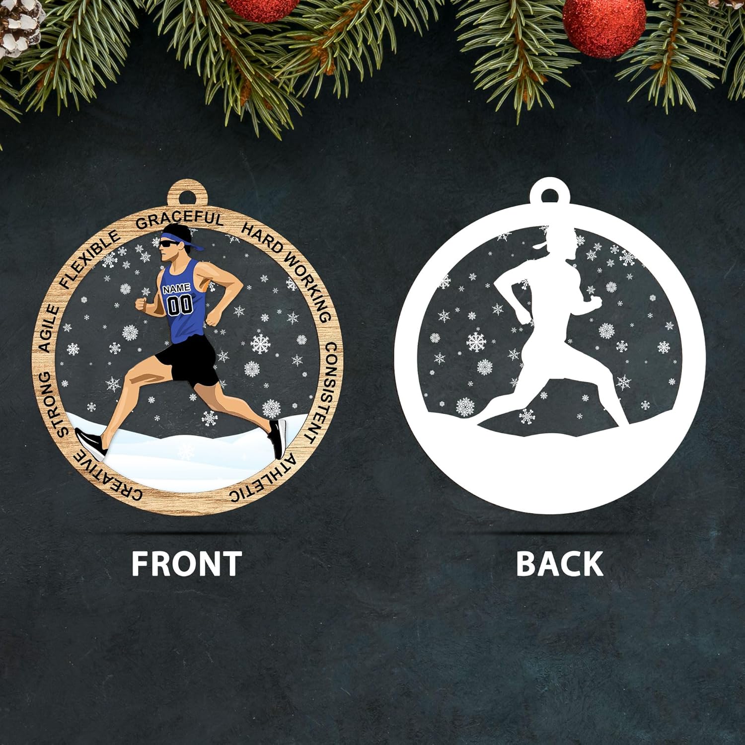 Artparel Custom Runner Ornament 2024 Track and Field Ornament Custom Marathon Ornament Running Christmas Ornament Gift for Runner Running Man Running Lovers Running Ornaments for Xmas (RN7)