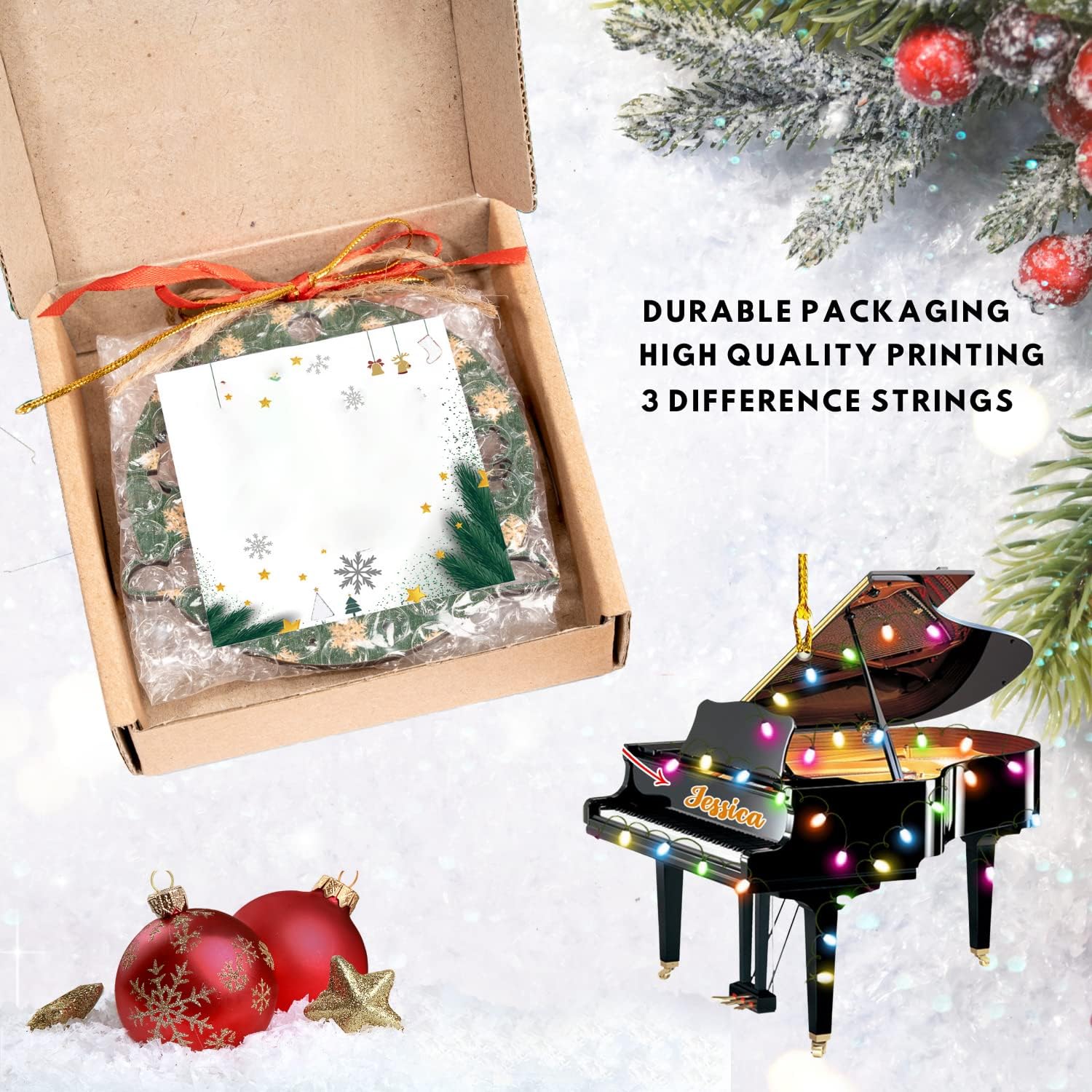 Personalized Piano Ornament, Custom Piano Ornament Piano Christmas Ornament 2024, Music Instrument Player Keyboard Ornament Decor, Gift for Piano Lover, Music Lovers
