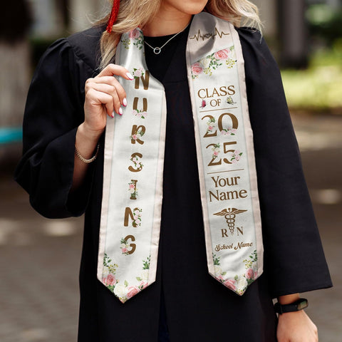 Pretyprints Custom Nurse Sash Graduation, RN Graduation Stole Gifts for Friends Nursing Student Senior Class Of 2025
