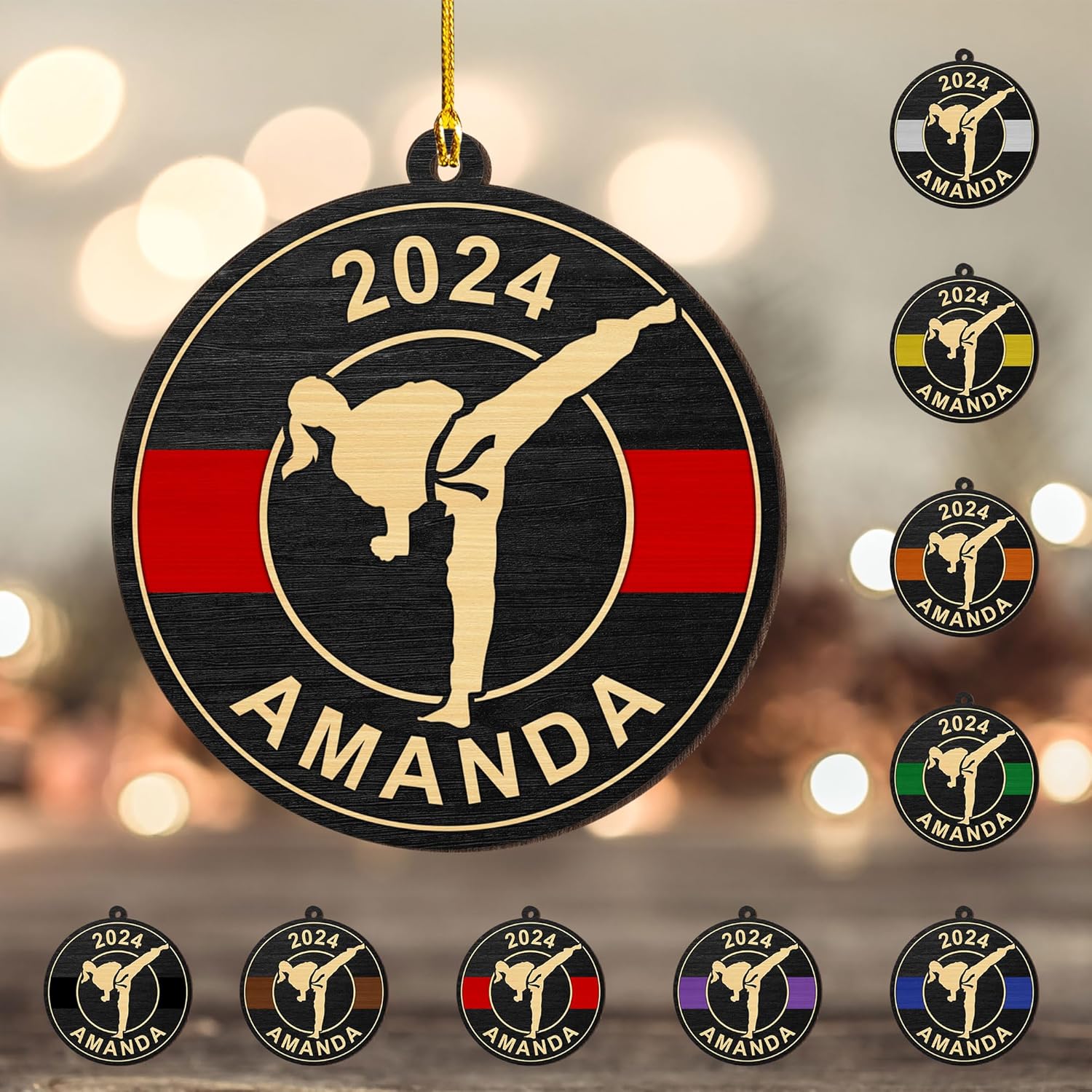 Artparel Personalized Karate Ornament Karate Uniform Ornaments Gifts for Karate Lovers Karate Gift Christmas Ornament 2024 Taekwondo Ornament Jiu Jitsu Ornament Gift for Karate (KRT11)