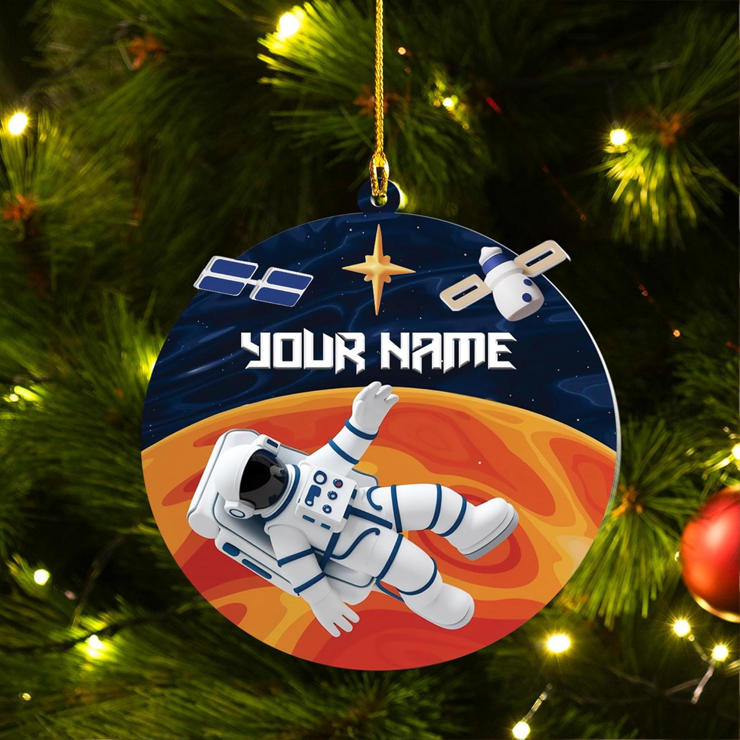 MAPrints Personalized Astronaut Christmas Ornaments 2024, Acrylic Rocket Spaceship Ornament, Astronaut Ornament, Galaxy Space Astronaut Xmas Ornament, Astronaut Resting On Moon Ornament (Astronaut 8)