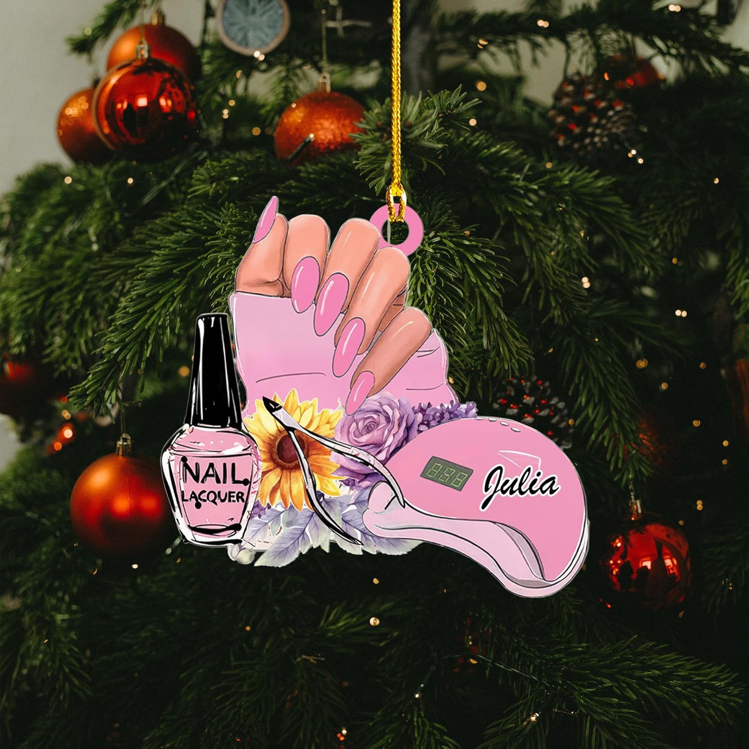 Personalized Nail Ornament,Nail Technician Ornament, Nail Technician, Gift for Her, Makeup Ornaments Makeup Christmas Ornament, Nail tech Gifts, Nail Technician Gifts (Style 4)