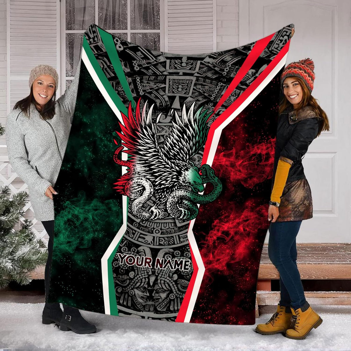 Personalized Name Mexico Blanket for Men and Women, Customized Mexico Blankets, Mexico Flag Mexican Flag Blanket Funny Gift Fuzzy Plush Soft Micro Fleece Sherpa Blanket Bed Throw (BLMX12)