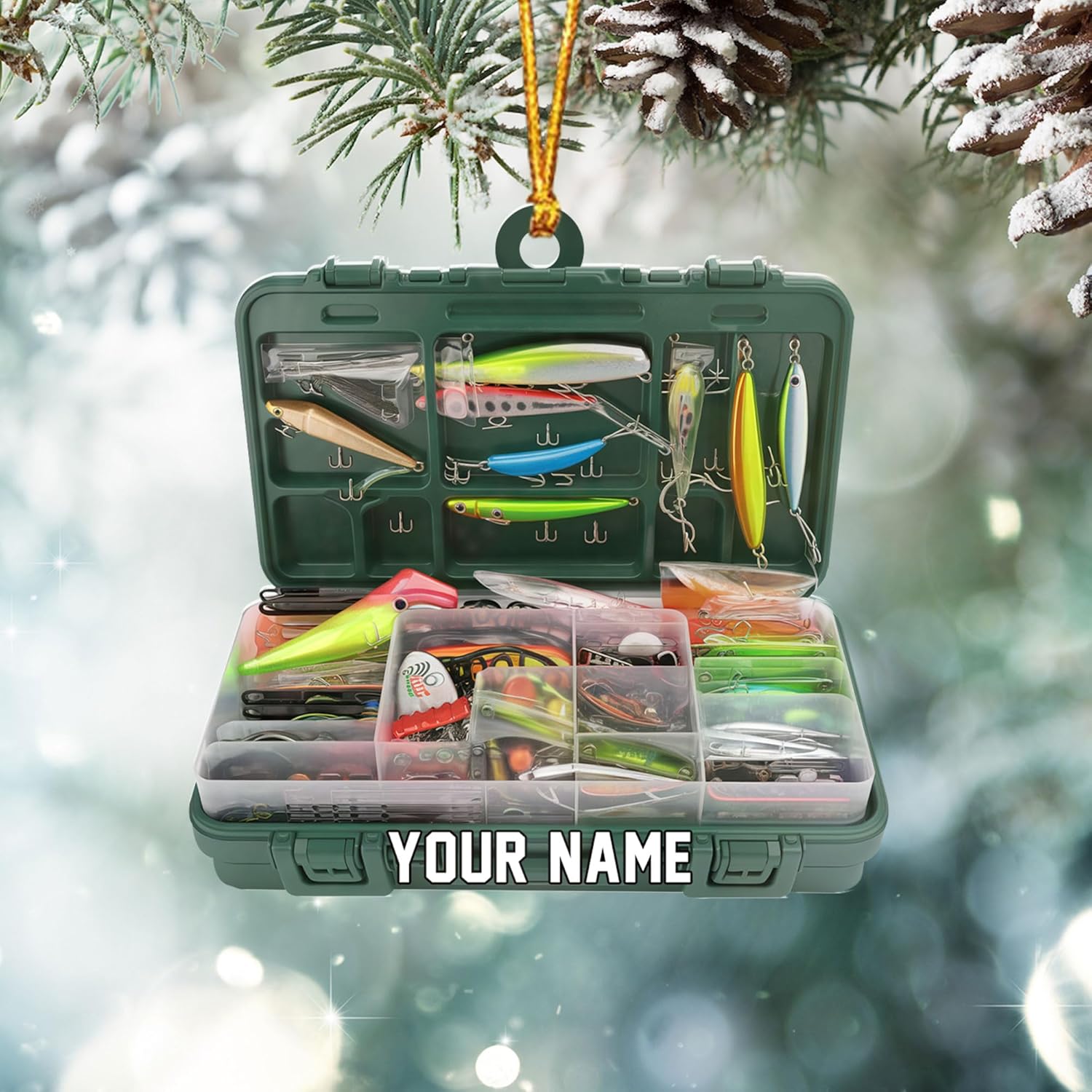 Royal Fight Custom Fishing Tackle Box Ornaments 2024 Fishing Ornaments for Christmas Tree Christmas Ornaments Fishing Fisherman Ornament Bass Fish Ornament Fishing Decorations Flat Ornaments (FTB5)