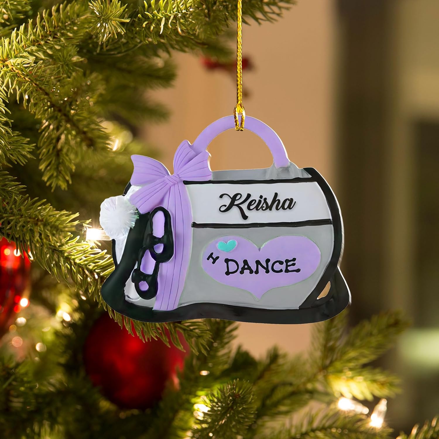 Ballet Dancer Ornament, Personalized Ballet Dancer Pointe Shoes with Christmas Light Shape Flat Ornament, Gifts for Ballet Lovers, Her, Friend, Ballet Christmas Ornament (Multi 15)