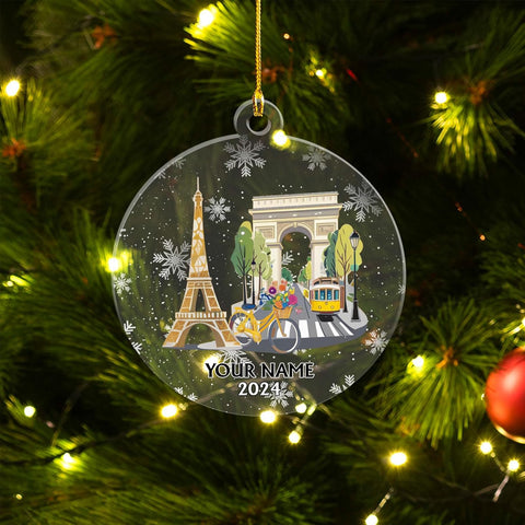 Paniprints Personalized Name Eiffel Tower Ornament, Eiffel Tower Christmas Ornaments, Paris Ornament, France Ornaments for Christmas Tree, Paris Ornaments for Christmas Tree 2024 (Eiffel7)