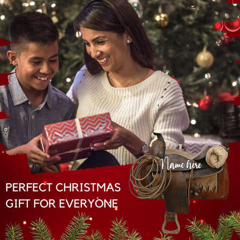 MoonArt Personalized Cowboy Couple Ornament, Western Horseshoe Couple Custom Christmas Ornament, Western Horseshoe Couple Wood Plastic Ornament, Gift for Couple Cowboy, Horse Lovers Keepsake (HL5)