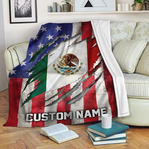 Personalized Name Mexico Blanket for Men and Women, Customized Mexico Blankets, Mexico Flag Mexican Flag Blanket Funny Gift Fuzzy Plush Soft Micro Fleece Sherpa Blanket Bed Throw (BLMX02)