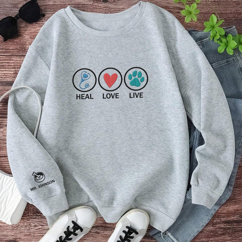 Leeprints Personalized Embroiderd Veterinary Medicine Sweatshirt - Vet Tech Sweater, Veterinarian Gift, Vet Med Staff Gifts