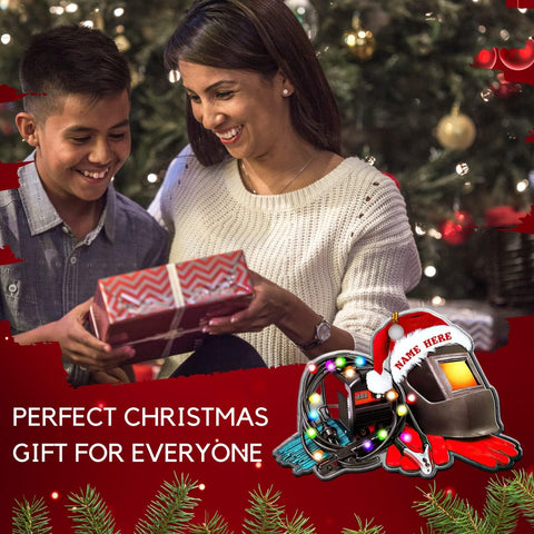 MoonArt Personalized Christmas Welder Ornament with Name, Custom Welder Gifts, Welder Christmas Birthday Gift for Men Dad, Welder Ornaments for Christmas Tree, 2D Acrylic Wood Ornament (WD5)