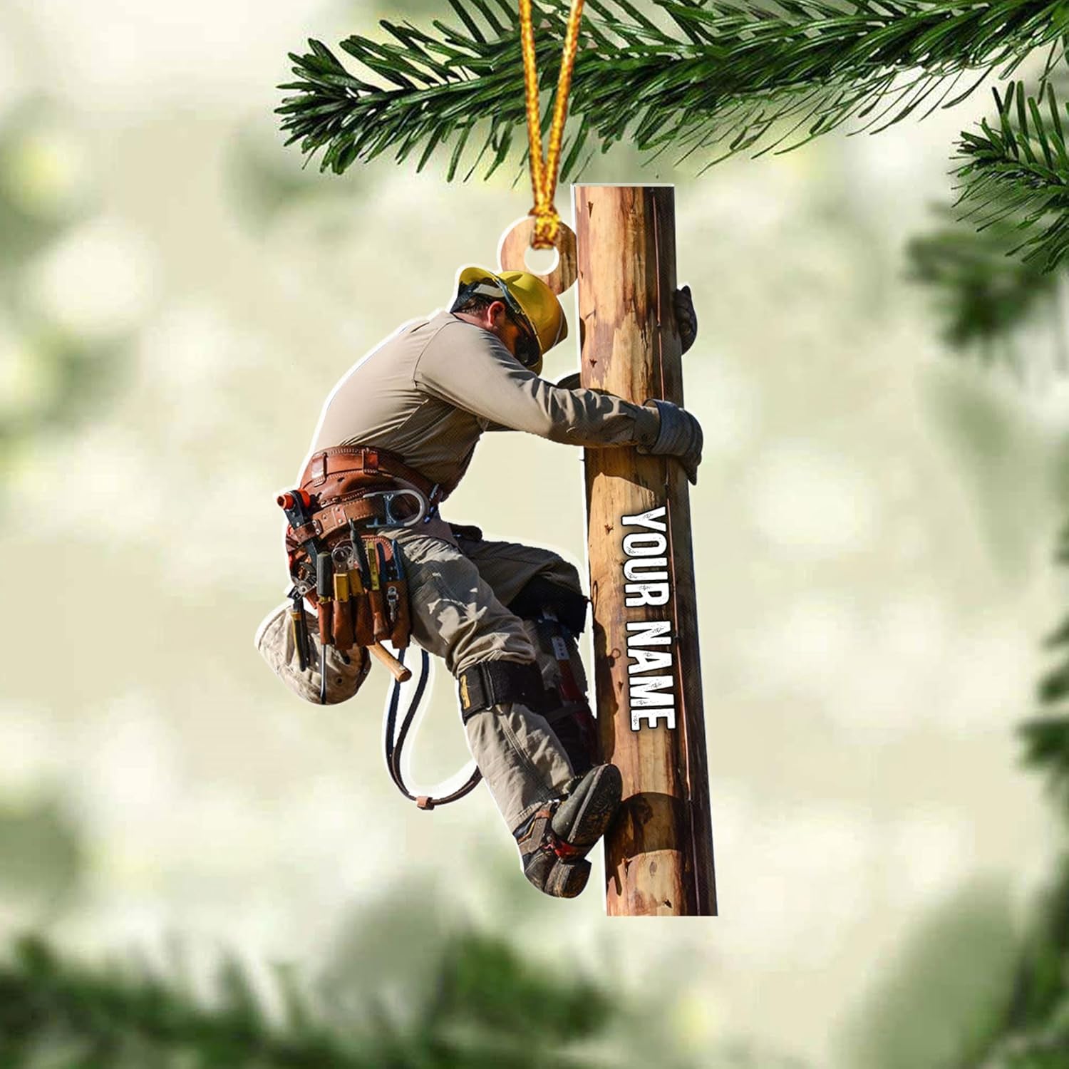 HomeDesign Personalized Lineman Ornament Custom Lineman Ornaments Line Man Christmas Ornaments Gifts for Lineman Ornament Lineman Christmas Hanging Ornament Lineman Gift Xmas Tree (Lm6)
